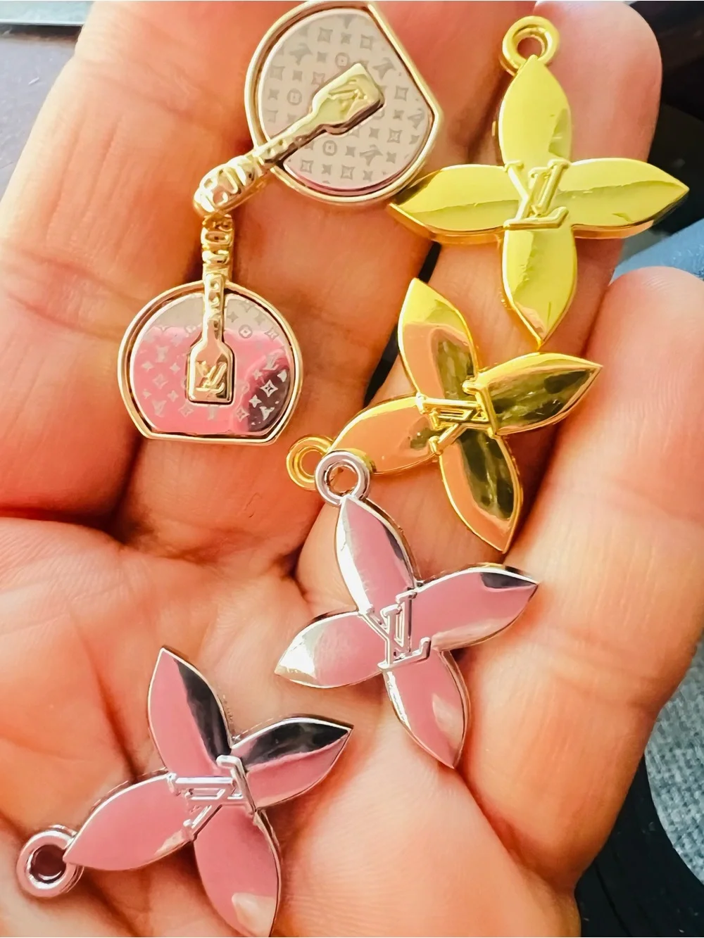 Unbranded Bundle lot of 4 Gold and Silver Monogram Flower Charms Necklace